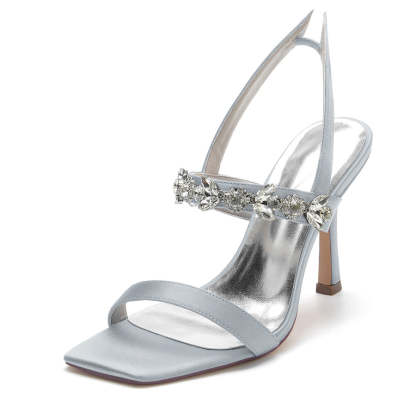 Bridal High Heel Shoes for Women with Rhinestones and Open Toe