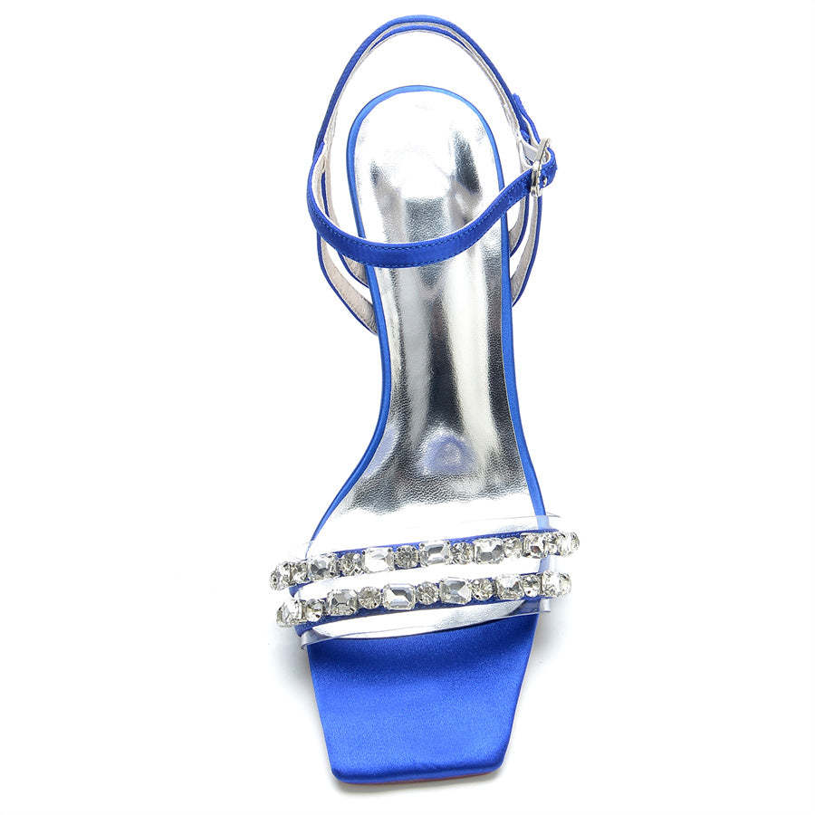 Bridal High Heel Wedding Shoes for Women with Rhinestones and Open Toe