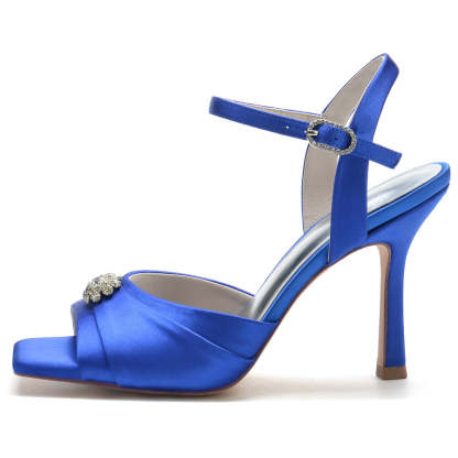 Bridal High Heel Wedding Shoes for Women with Crystals and Opened Toe