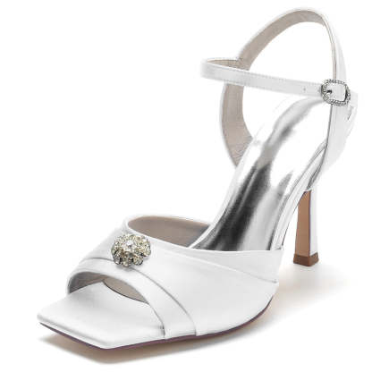 Bridal High Heel Wedding Shoes for Women with Crystals and Opened Toe
