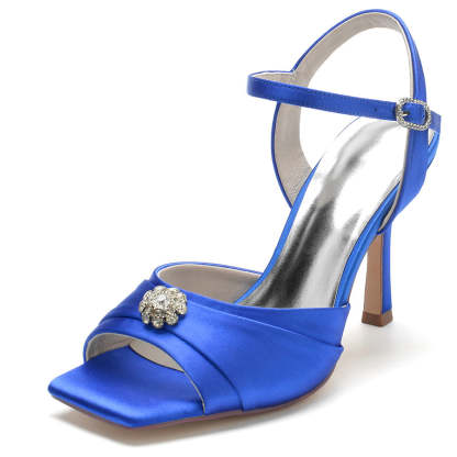 Bridal High Heel Wedding Shoes for Women with Crystals and Opened Toe