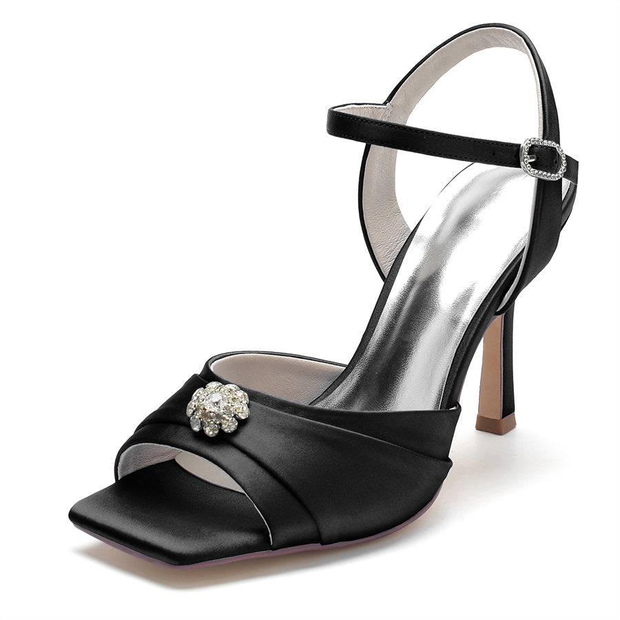 Bridal High Heel Wedding Shoes for Women with Crystals and Opened Toe