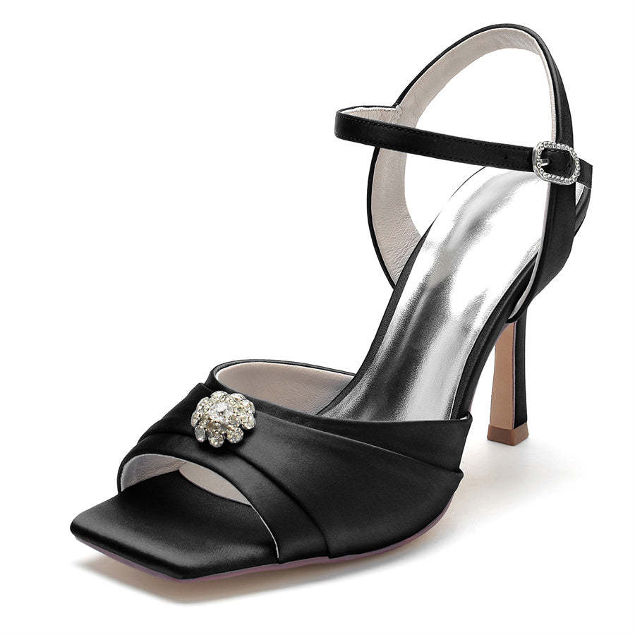 Bridal High Heel Wedding Shoes for Women with Crystals and Opened Toe