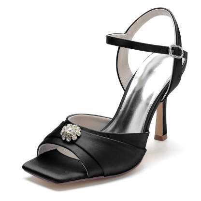 Bridal High Heel Wedding Shoes for Women with Crystals and Opened Toe