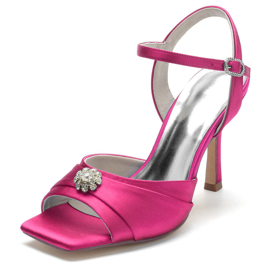 Bridal High Heel Wedding Shoes for Women with Crystals and Opened Toe