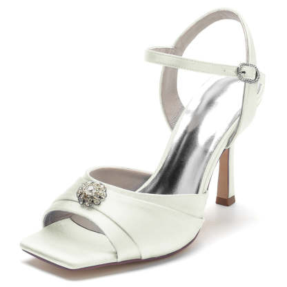 Bridal High Heel Wedding Shoes for Women with Crystals and Opened Toe