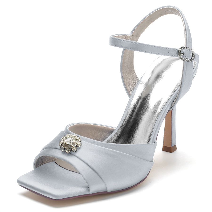 Bridal High Heel Wedding Shoes for Women with Crystals and Opened Toe
