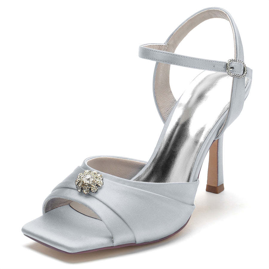 Bridal High Heel Wedding Shoes for Women with Crystals and Opened Toe