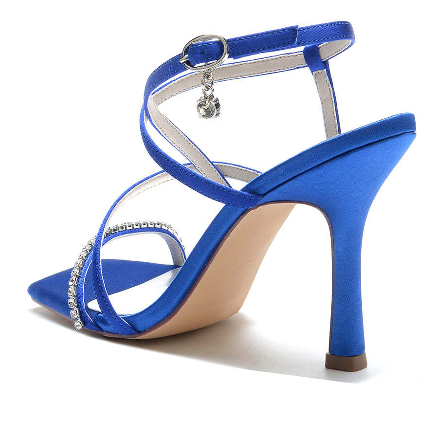 Bridal High Heel Shoes for Women with Open Toe and Criss Cross Straps