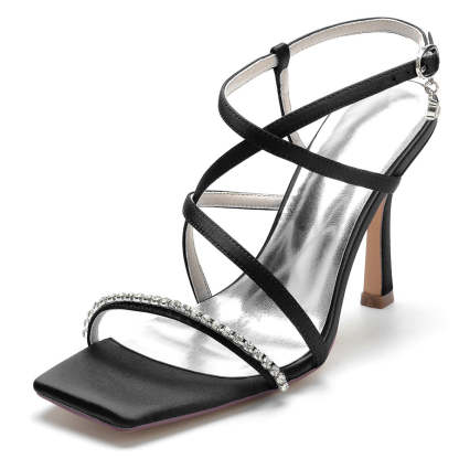 Bridal High Heel Shoes for Women with Open Toe and Criss Cross Straps