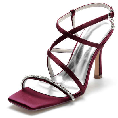 Bridal High Heel Shoes for Women with Open Toe and Criss Cross Straps