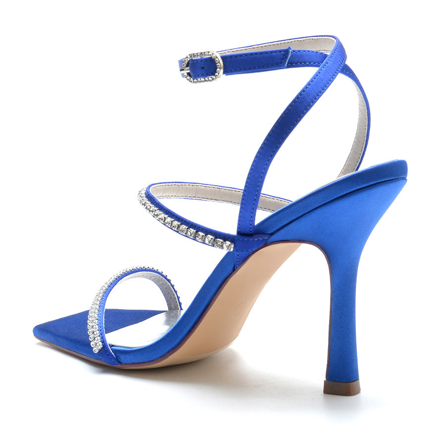 Bridal High Heel Shoes for Women with Crystals and Opened Toe