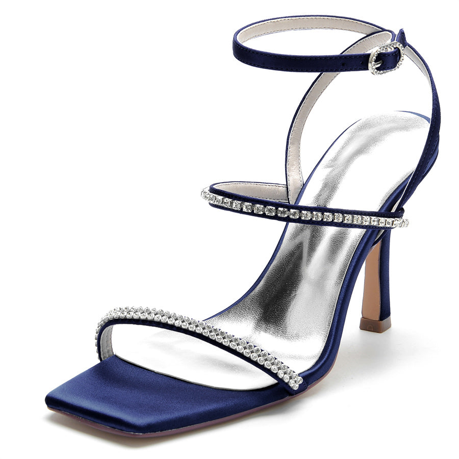 Bridal High Heel Shoes for Women with Crystals and Opened Toe