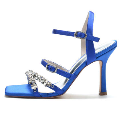 Bridal High Heel Shoes for Women with Rhinestones and Open Toe