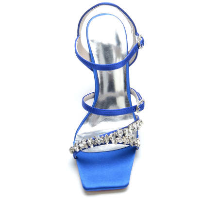 Bridal High Heel Shoes for Women with Rhinestones and Open Toe