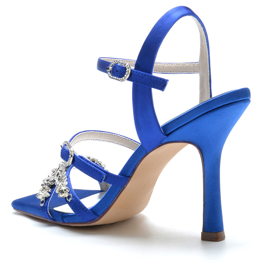 Bridal High Heel Shoes for Women with Rhinestones and Open Toe