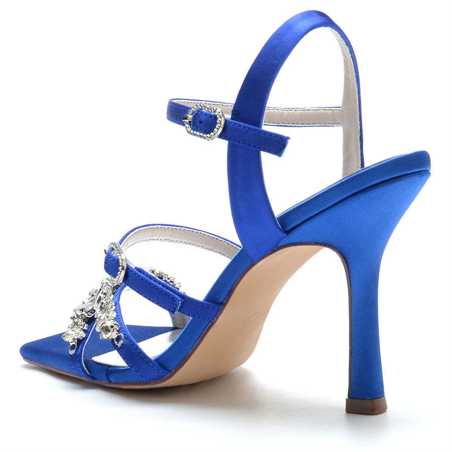 Bridal High Heel Shoes for Women with Rhinestones and Open Toe