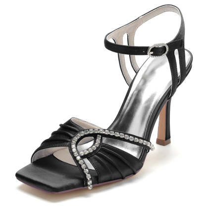 Bridal High Heel Shoes for Women with Rhinestones and Open Toe