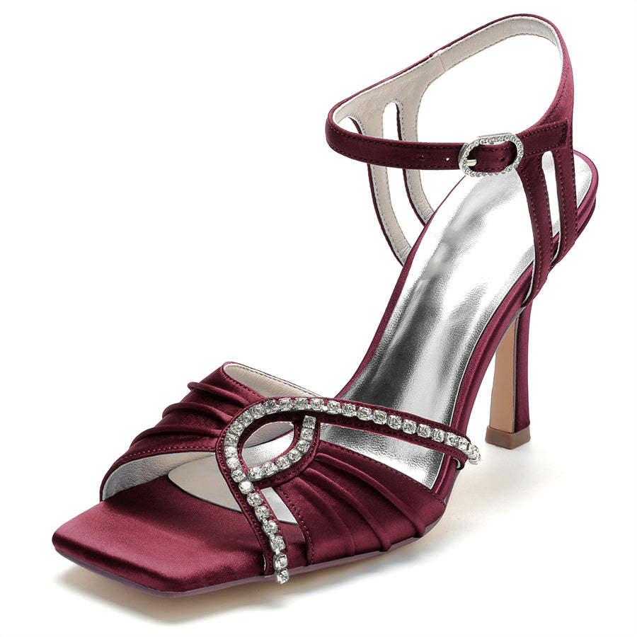 Bridal High Heel Shoes for Women with Rhinestones and Open Toe