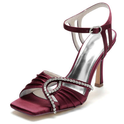 Bridal High Heel Shoes for Women with Rhinestones and Open Toe