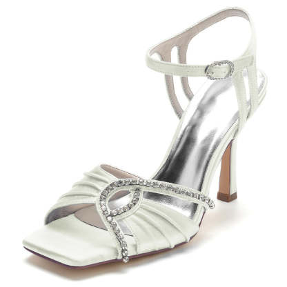 Bridal High Heel Shoes for Women with Rhinestones and Open Toe