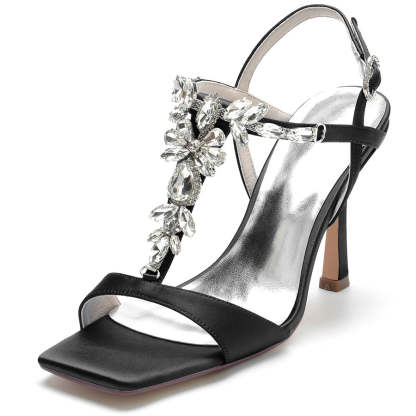 Bridal High Heel Wedding Shoes for Women with Rhinestones and Open Toe