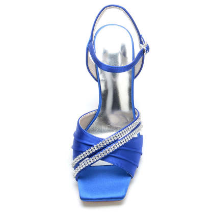 Elegant Open-Toe High Heel Bridal Shoes for Women with Crystals