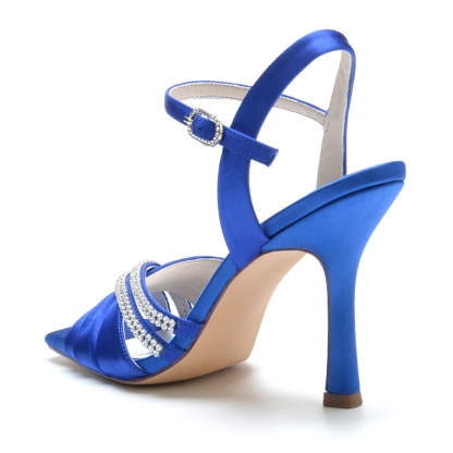 Elegant Open-Toe High Heel Bridal Shoes for Women with Crystals