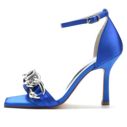 Elegant Open-Toe High Heel Bridal Shoes for Women with Rhinestones