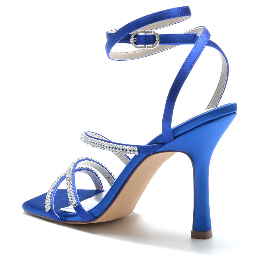 Unique High Heel Bridal Shoes for Women with Crystal Open Toe