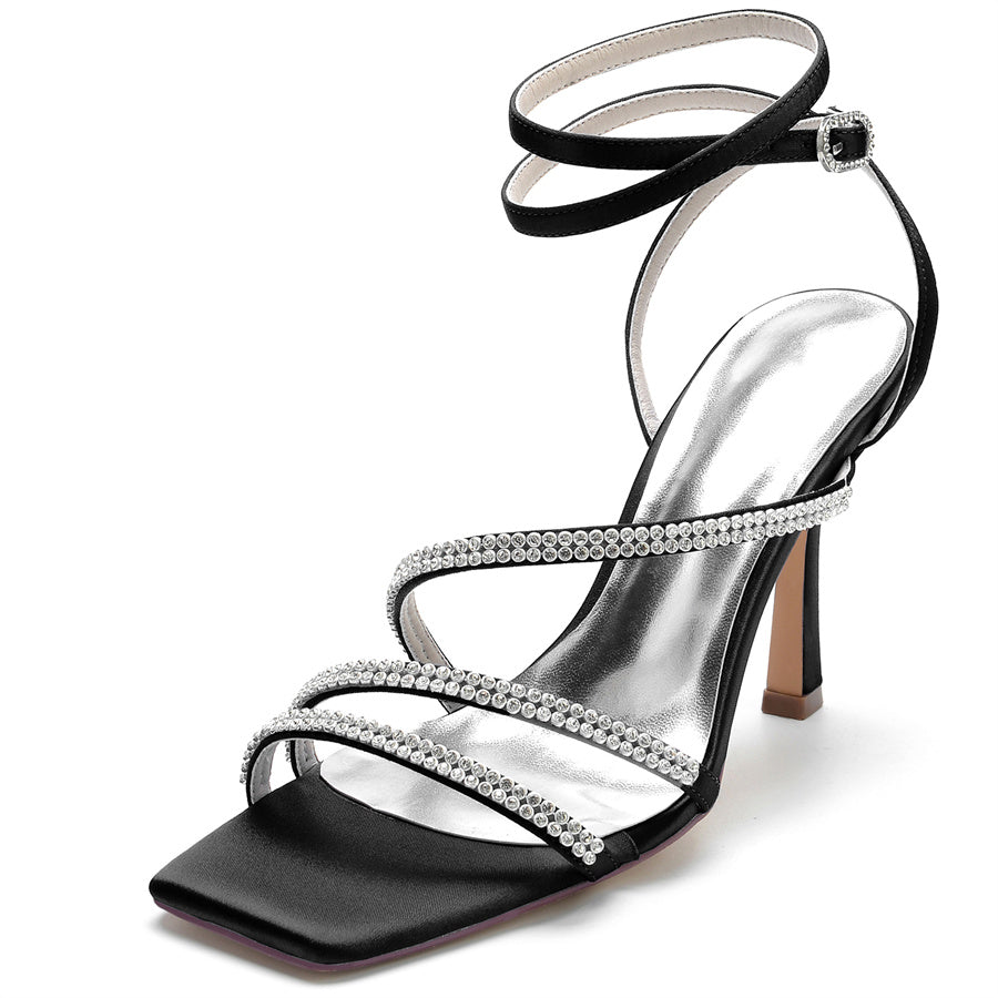 Unique High Heel Bridal Shoes for Women with Crystal Open Toe