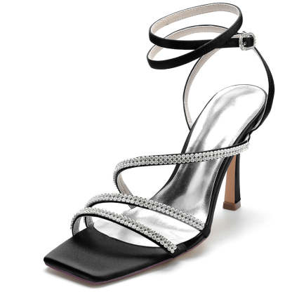 Unique High Heel Bridal Shoes for Women with Crystal Open Toe