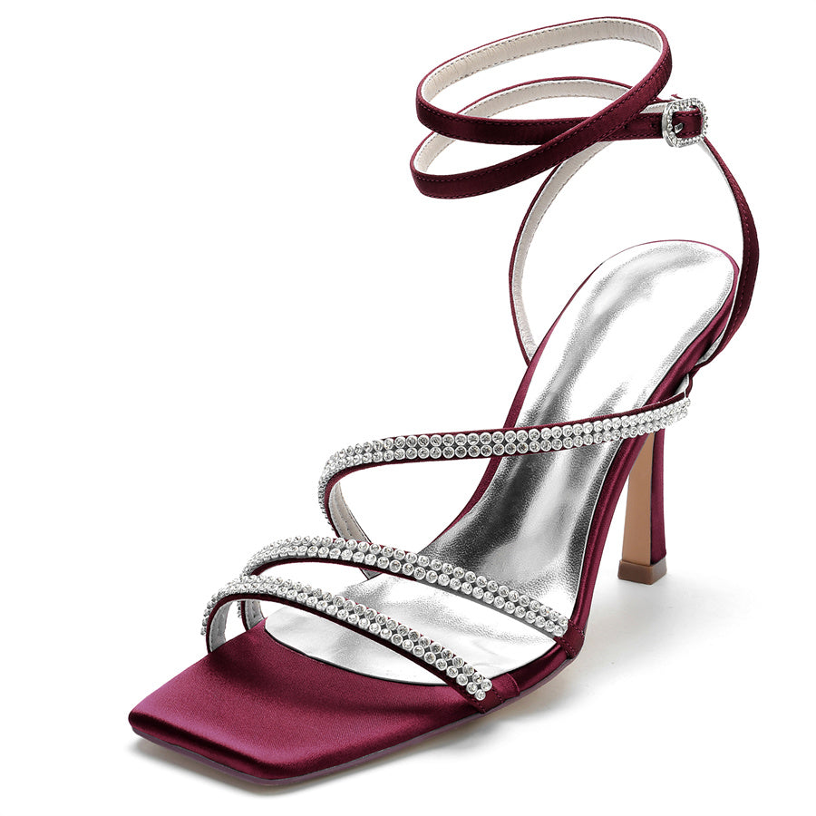 Unique High Heel Bridal Shoes for Women with Crystal Open Toe