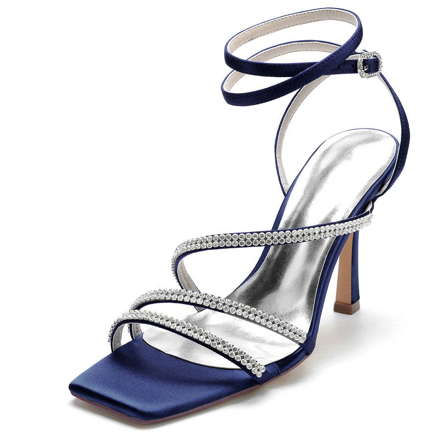 Unique High Heel Bridal Shoes for Women with Crystal Open Toe