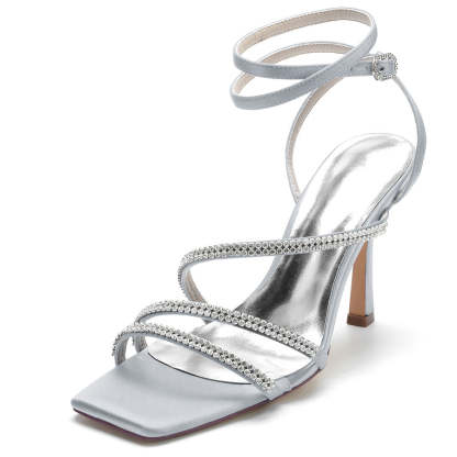 Unique High Heel Bridal Shoes for Women with Crystal Open Toe