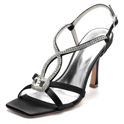 Unique High Heel Bridal Shoes for Women with Rhinestones and Opened Toe