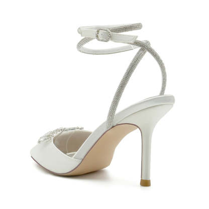 Exquisite High Heel Bridal Shoes for Women with Rhinestone Ankle Strap and Closed Toe