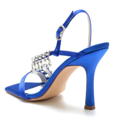 Bridal Shoes for Women with Rhinestone Straps Square Toe and Stiletto Heel