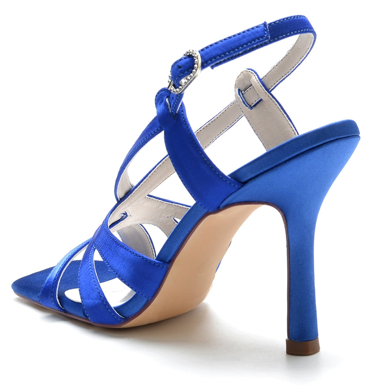 Bridal High Heel Square Toe Wedding Shoes for Women with Crossed Straps