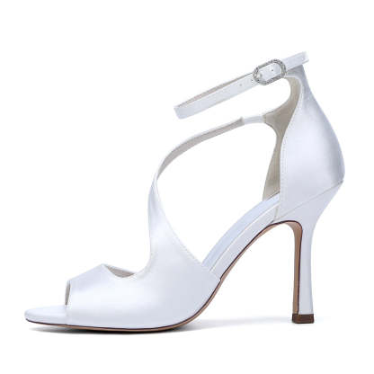 Bridal Peep Toe High Heel Ankle Strap Shoes for Women