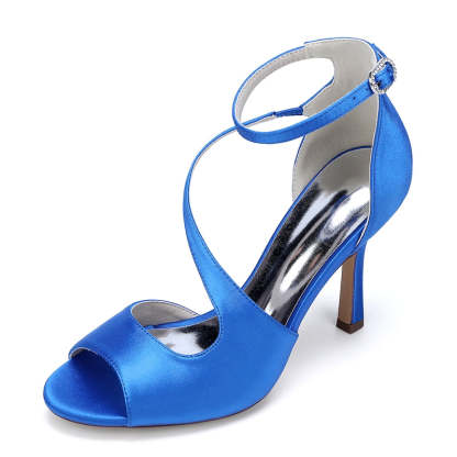 Bridal Peep Toe High Heel Ankle Strap Shoes for Women