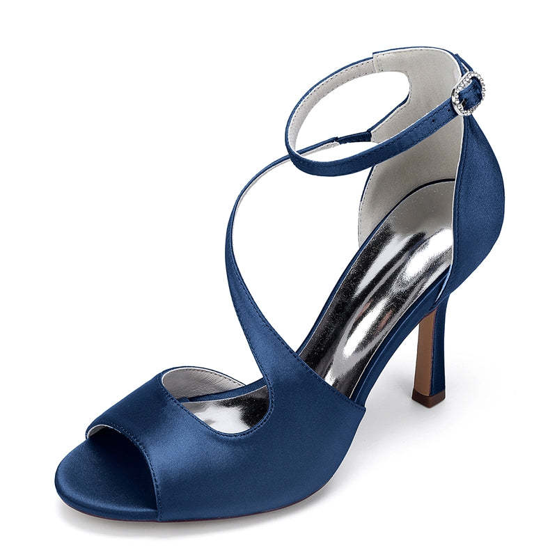 Bridal Peep Toe High Heel Ankle Strap Shoes for Women