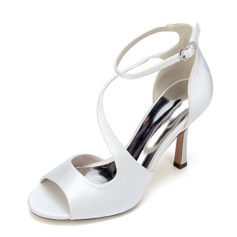 Bridal Peep Toe High Heel Ankle Strap Shoes for Women