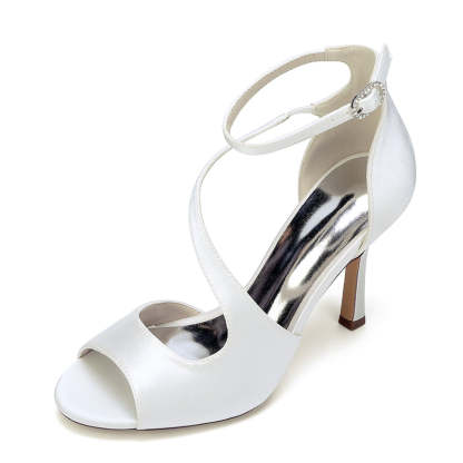 Bridal Peep Toe High Heel Ankle Strap Shoes for Women