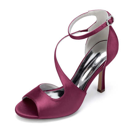 Bridal Peep Toe High Heel Ankle Strap Shoes for Women