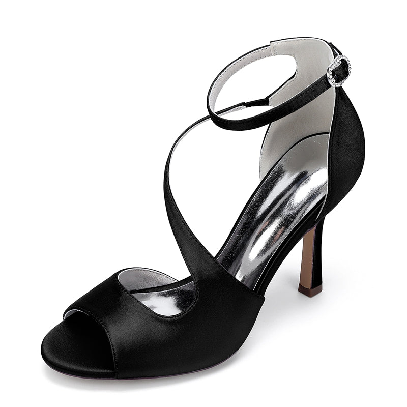Bridal Peep Toe High Heel Ankle Strap Shoes for Women