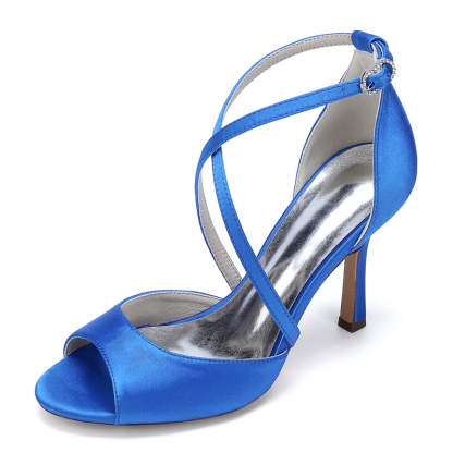 Bridal Shoes for Women with Peep Toe and Crossed Straps High Heels