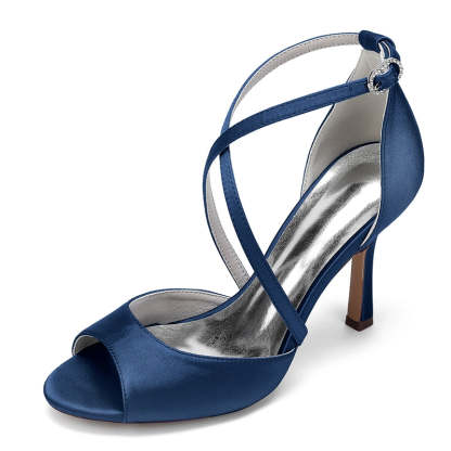 Bridal Shoes for Women with Peep Toe and Crossed Straps High Heels