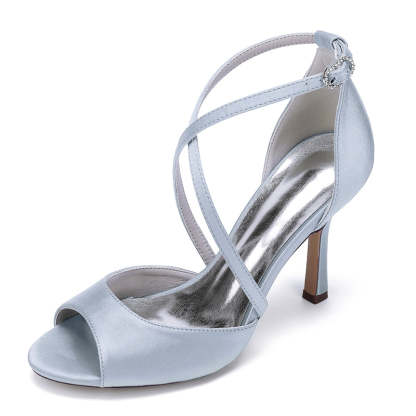 Bridal Shoes for Women with Peep Toe and Crossed Straps High Heels