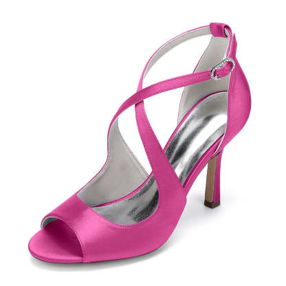 Bridal Stiletto Heel Shoes for Women with Open Toe and Crossed Straps